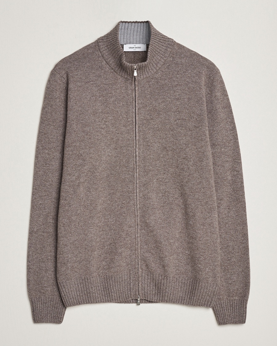 Gran Sasso Wool/Cashmere Full Zip Light Brown Melange – Marrone