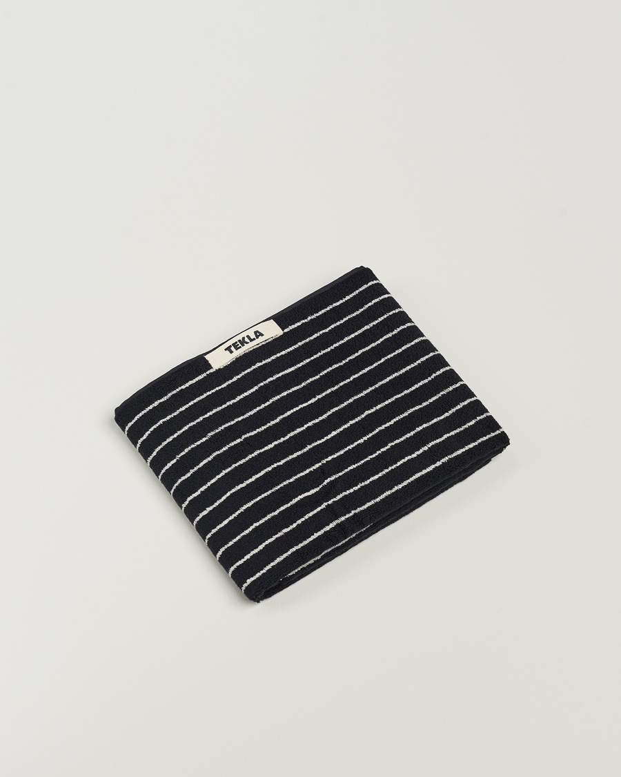 Tekla Organic Terry Hand Towel Black Stripe – Nero