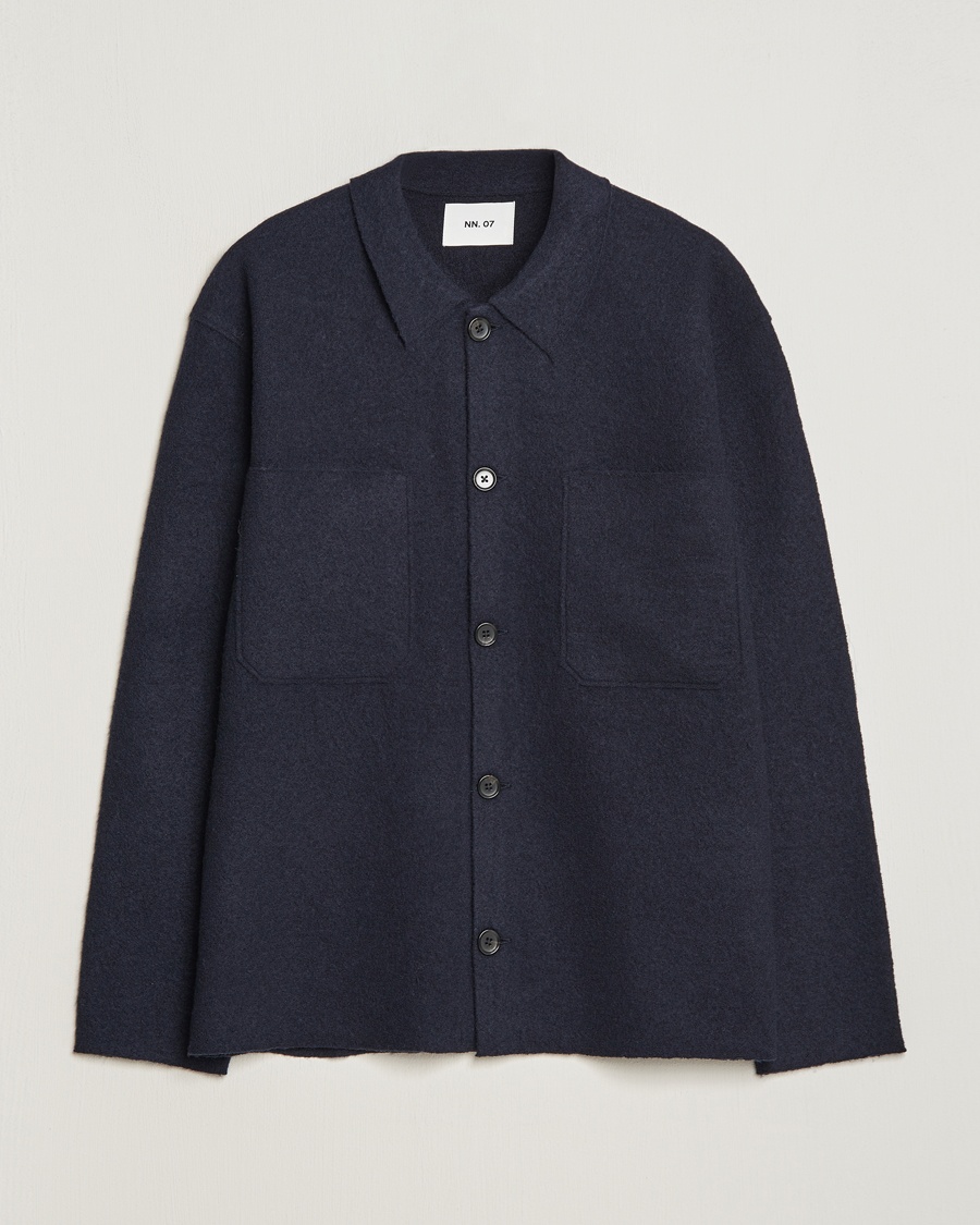 NN07 Jonas Boiled Wool Cardigan Navy Blue – Blu