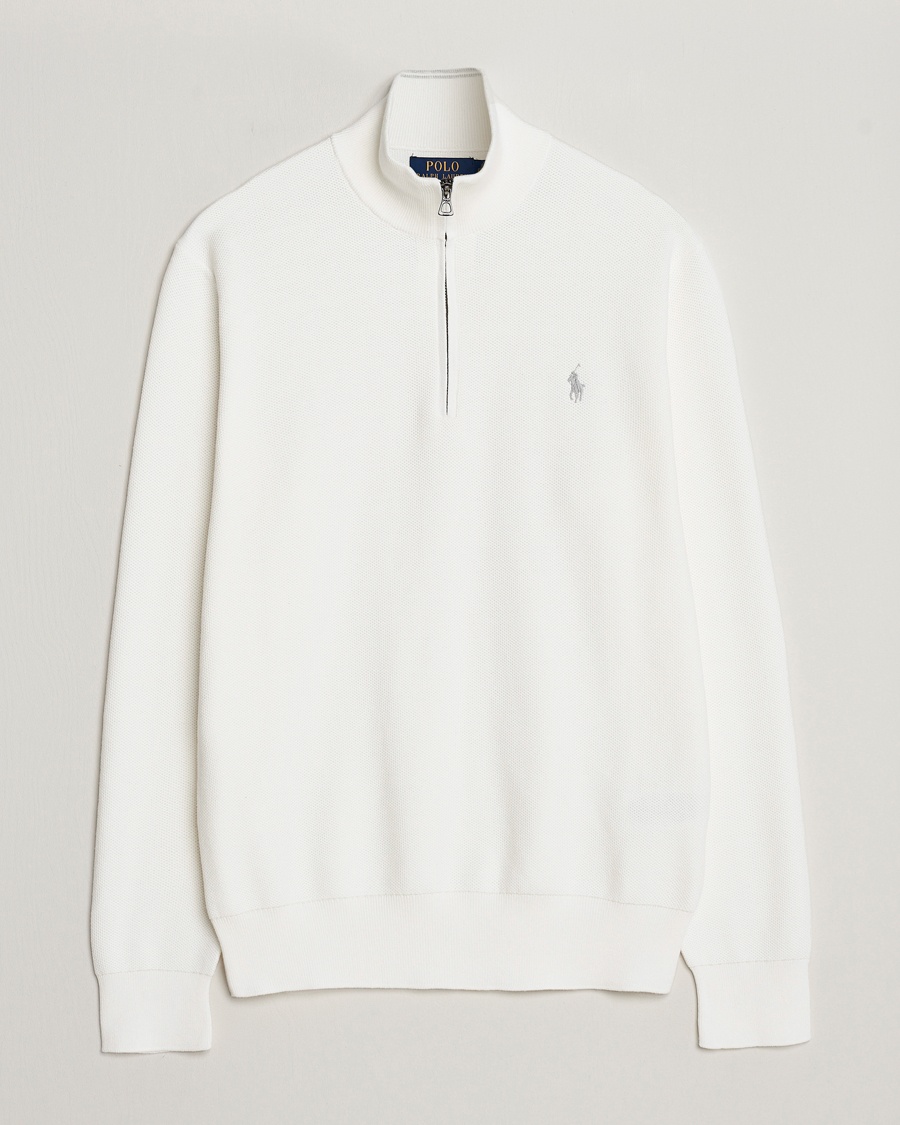 Polo Ralph Lauren Textured Half Zip Deckwash White – Bianco