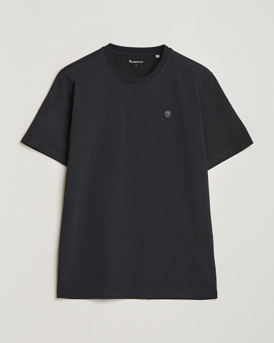 KnowledgeCotton Apparel Loke Badge T-Shirt Jet Black – Nero