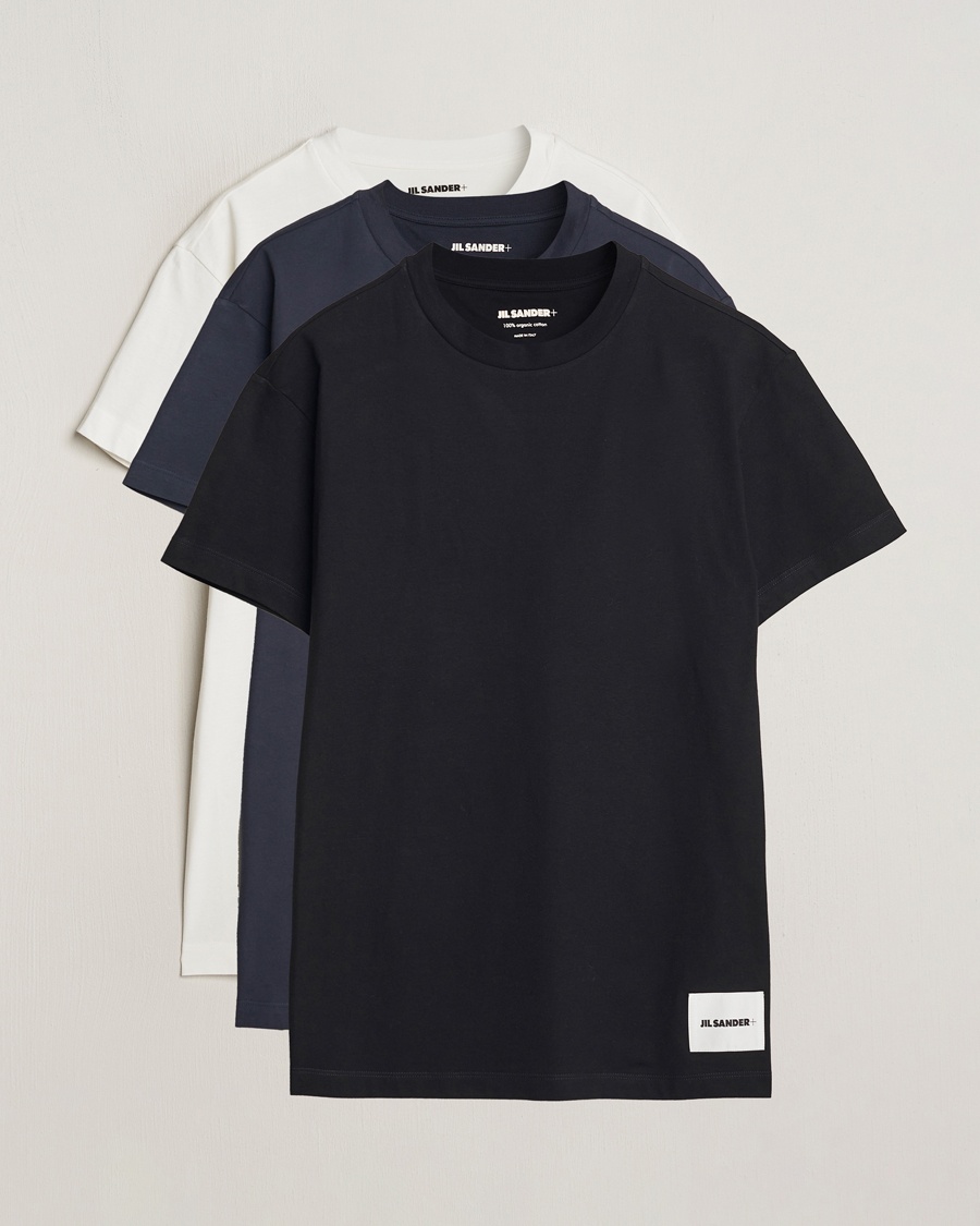 Jil Sander 3-Pack Short Sleeve T-Shirts White/Navy/Black – Bianco