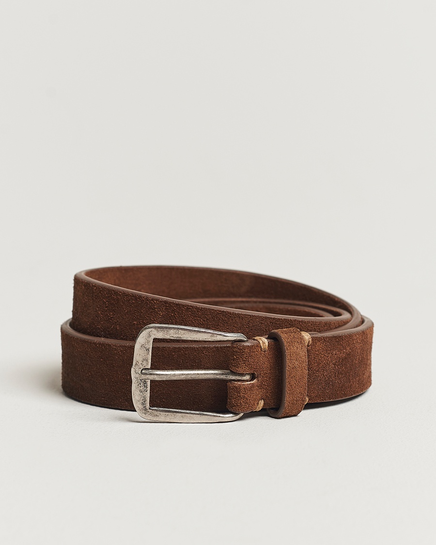 Massimo Alba Narrow Suede Belt Dark Brown – Marrone