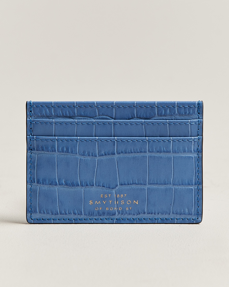 Smythson Mara Flat Cardholder Nile Blue – Blu