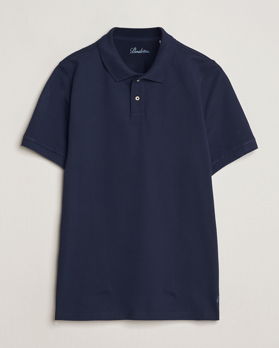 Stenströms Organic Cotton Piquet Polo Shirt Navy – Blu