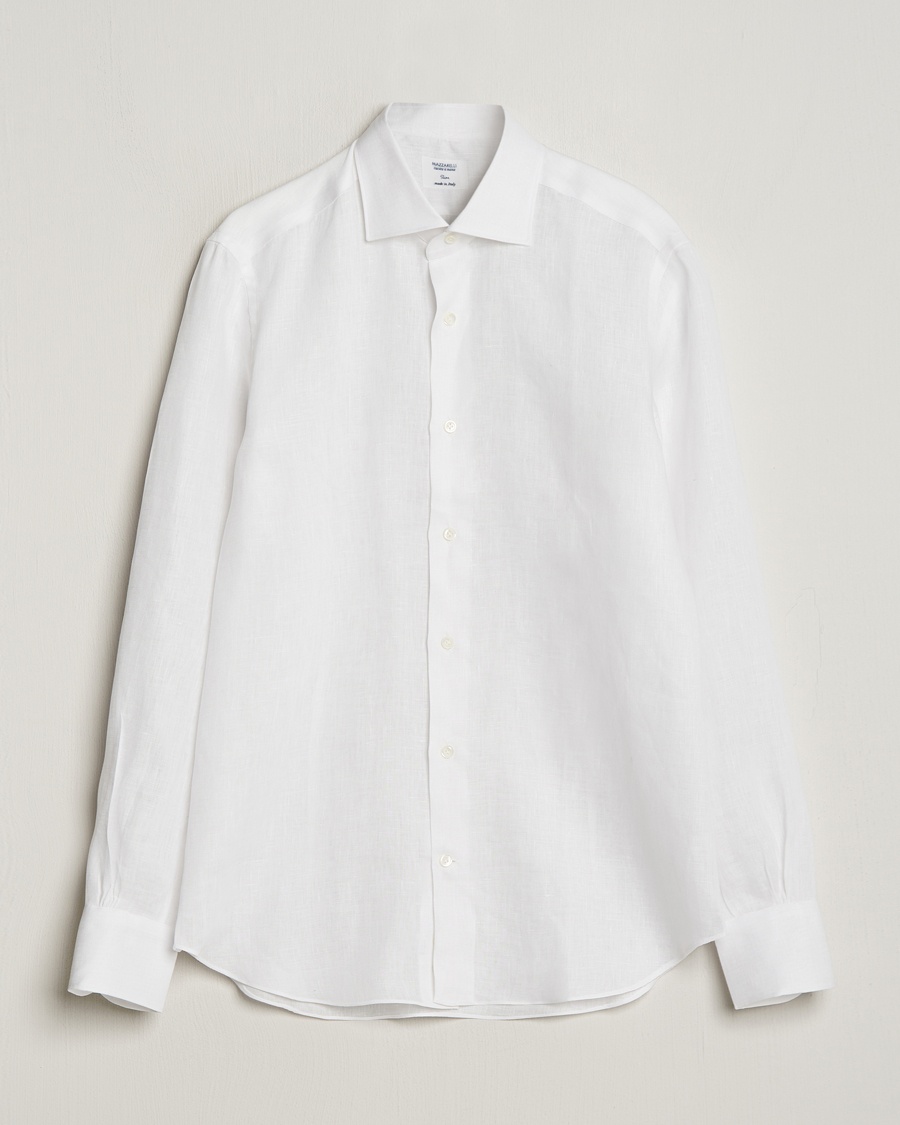 Mazzarelli Soft Linen Cut Away Shirt White – Bianco