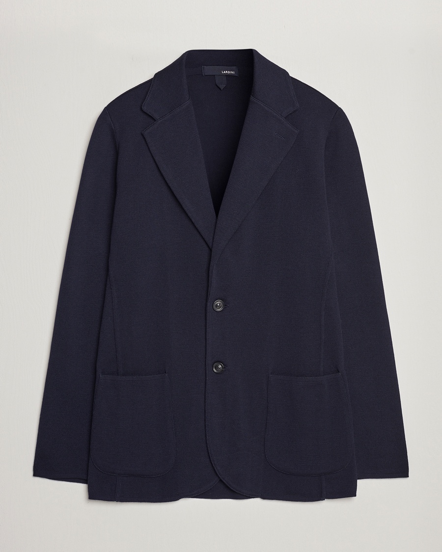 Lardini Knitted Wool Blazer Navy – Blu