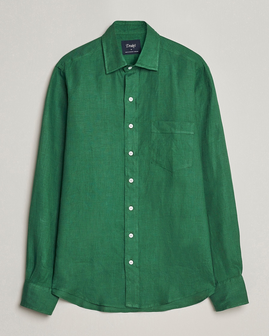 Drake's Linen Summer Shirt Green – Verde