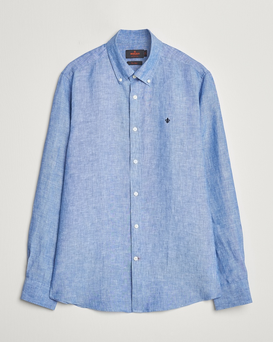 Morris Douglas Linen Button Down Shirt Blue – Blu