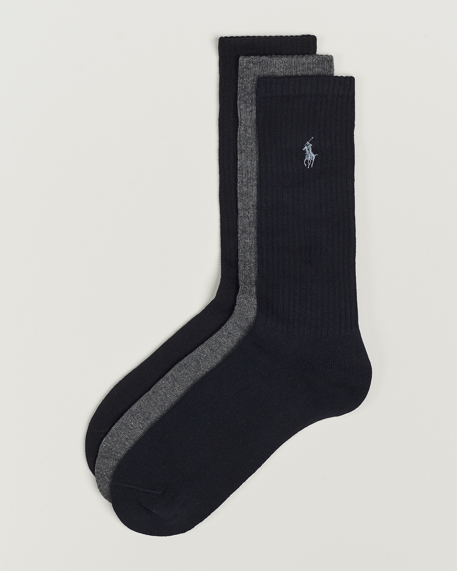 Polo Ralph Lauren 3-Pack Crew Sock Navy/Charcoal/Black – Blu