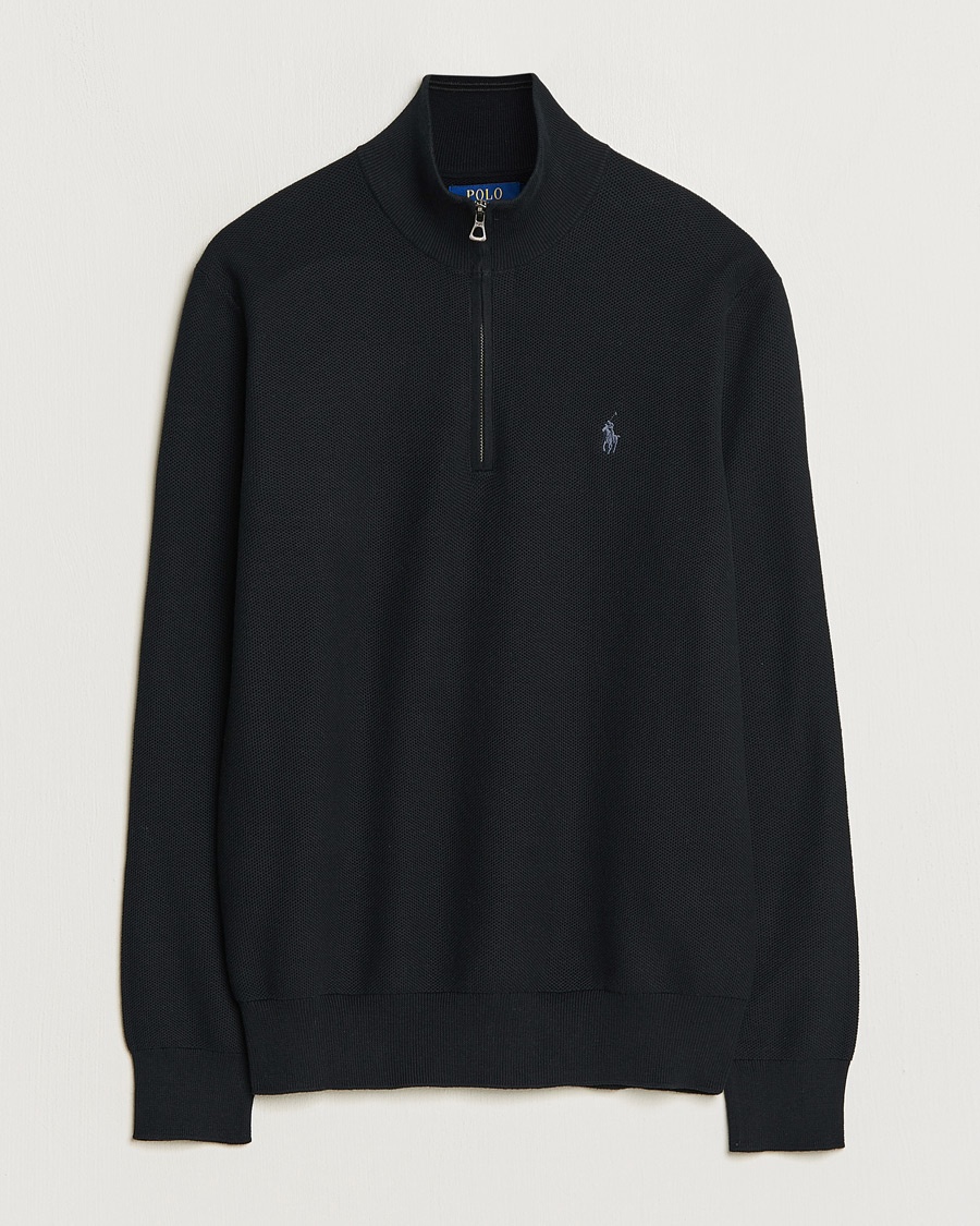 Polo Ralph Lauren Textured Half Zip Polo Black – Nero