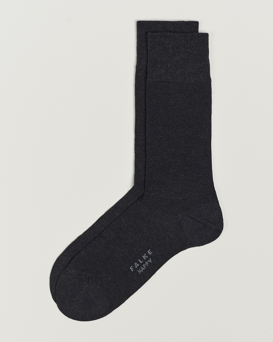 Falke Happy 2-Pack Cotton Socks Anthracite Melange – Grigio