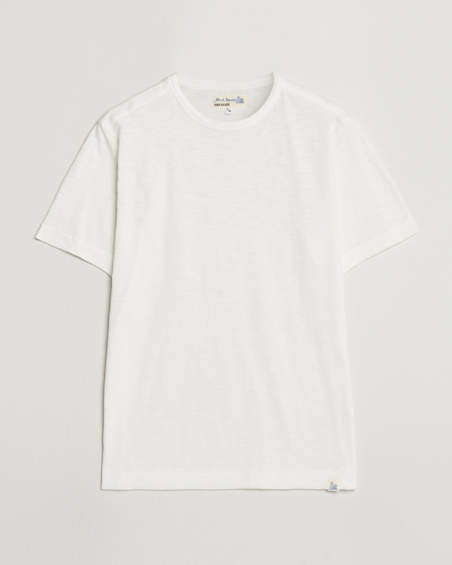 Merz b. Schwanen Organic Pima Cotton Slub Crew Neck T-Shirt White – Bianco
