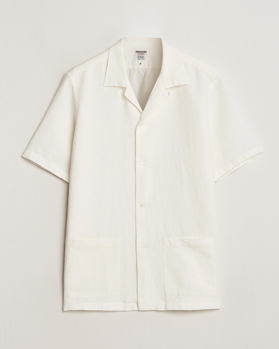 Kamakura Shirts Vintage Ivy Heavy Linen Beach Shirt White – Bianco