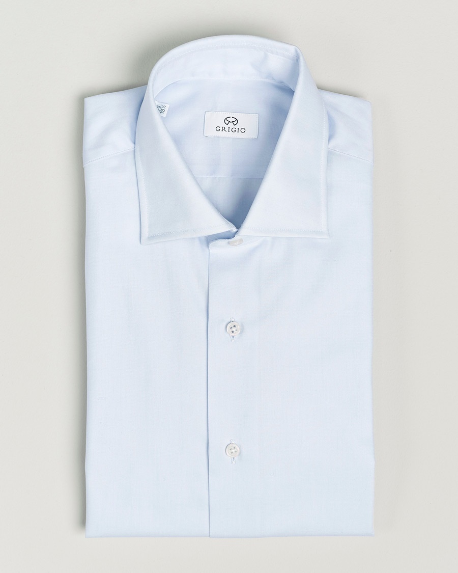 Grigio Cotton Twill Dress Shirt Light Blue – Blu