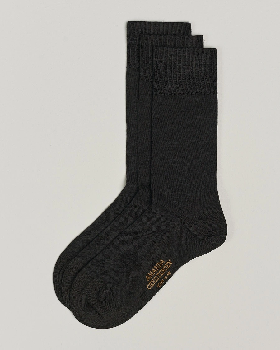 Amanda Christensen 3-Pack Icon Wool/Cotton Socks Dark Brown – Marrone