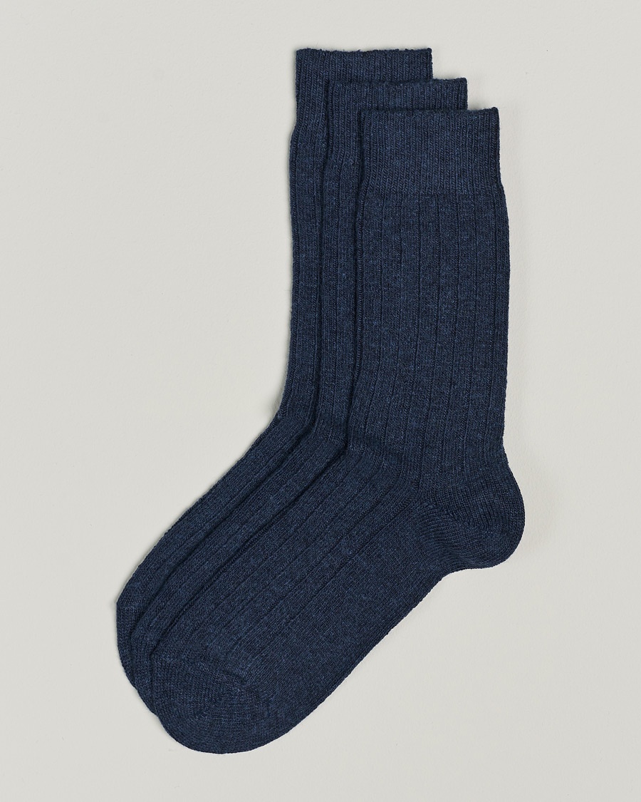 Amanda Christensen 3-Pack Supreme Wool/Cashmere Sock Dark Blue Melange – Blu