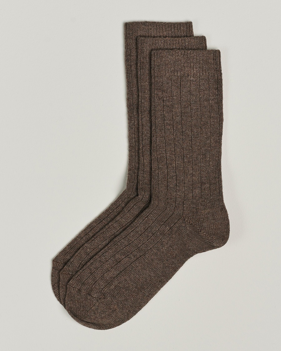 Amanda Christensen 3-Pack Supreme Wool/Cashmere Sock Brown Melange – Marrone