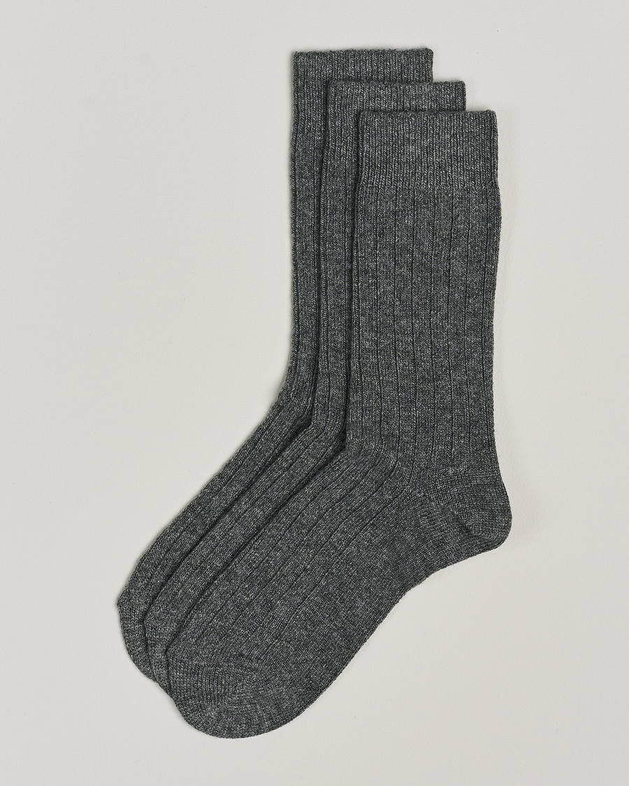 Amanda Christensen 3-Pack Supreme Wool/Cashmere Sock Grey Melange – Grigio