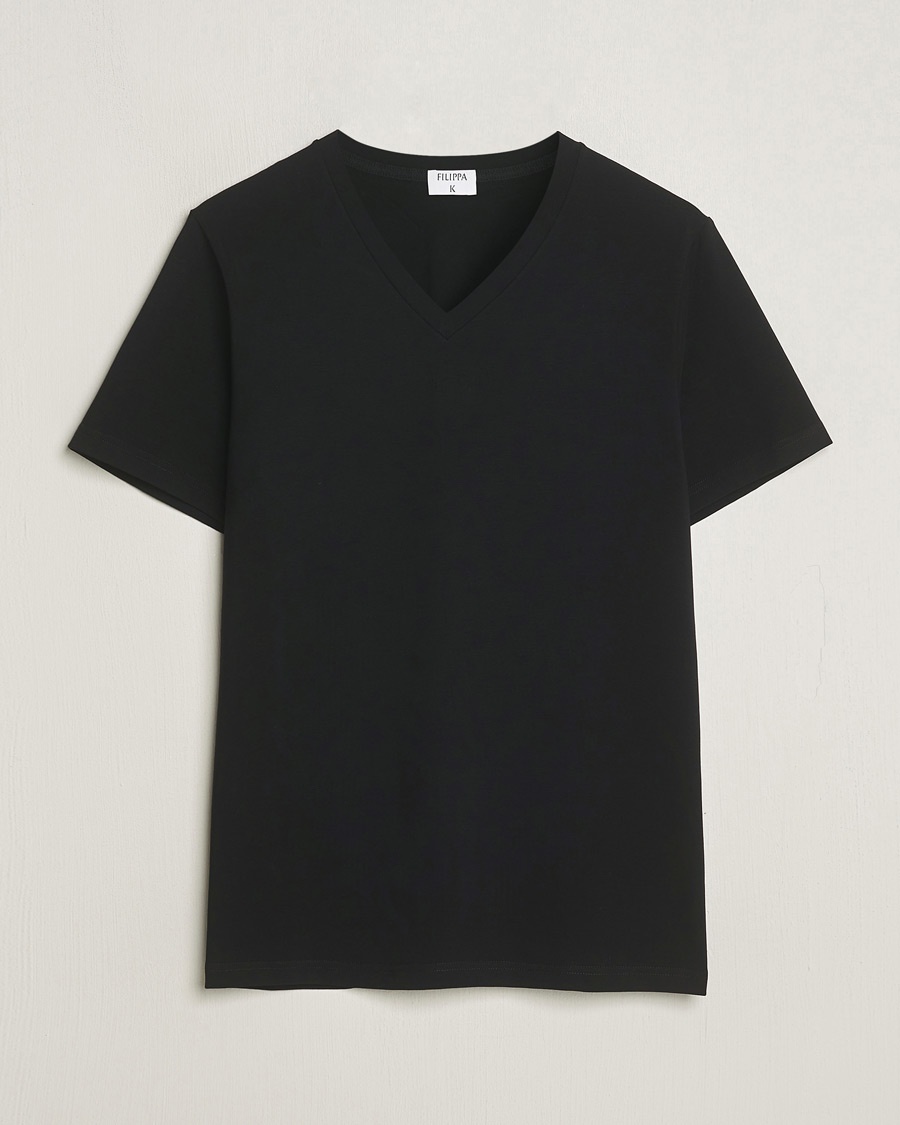 Filippa K Organic Cotton V-Neck T-Shirt Black – Nero