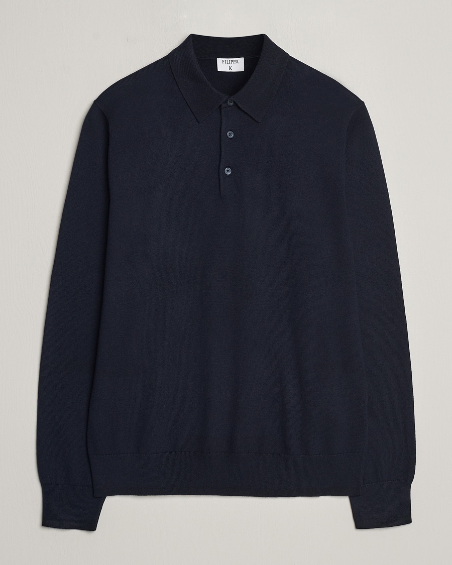 Filippa K Knitted Polo Shirt Navy – Blu