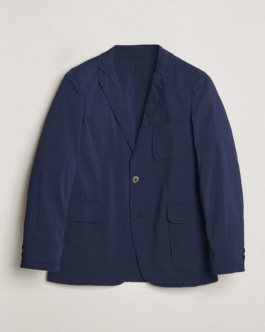 BEAMS PLUS Seersucker Blazer Navy – Blu