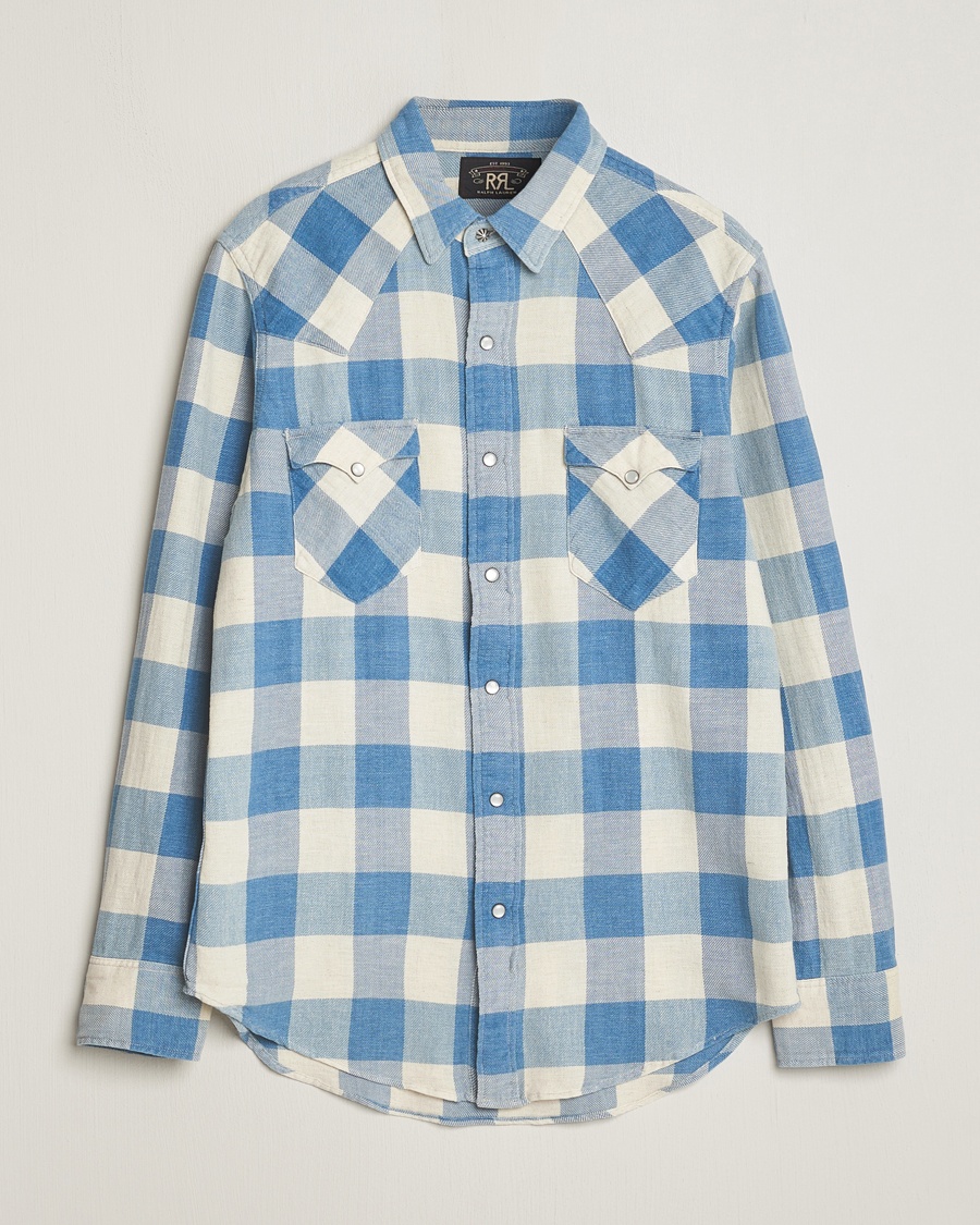 RRL Buffalo Western Shirt Indigo/Cream Check – Blu