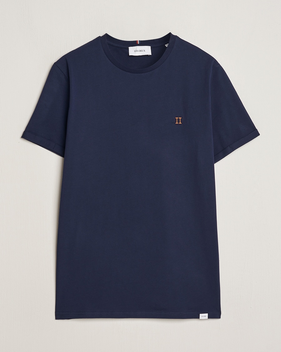 LES DEUX Nørregaard Cotton T-Shirt Navy – Grigio