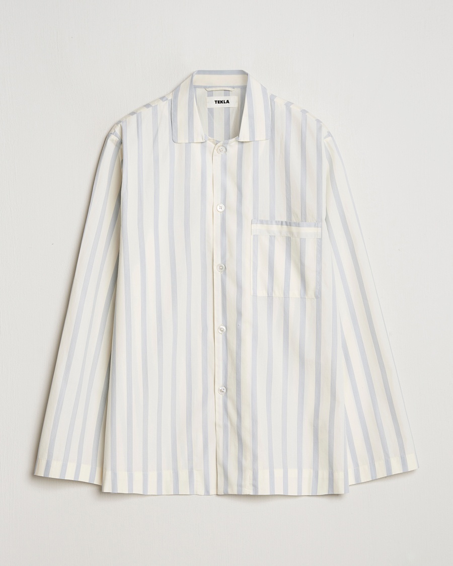 Tekla Poplin Pyjama Shirt Needle Stripes – Bianco