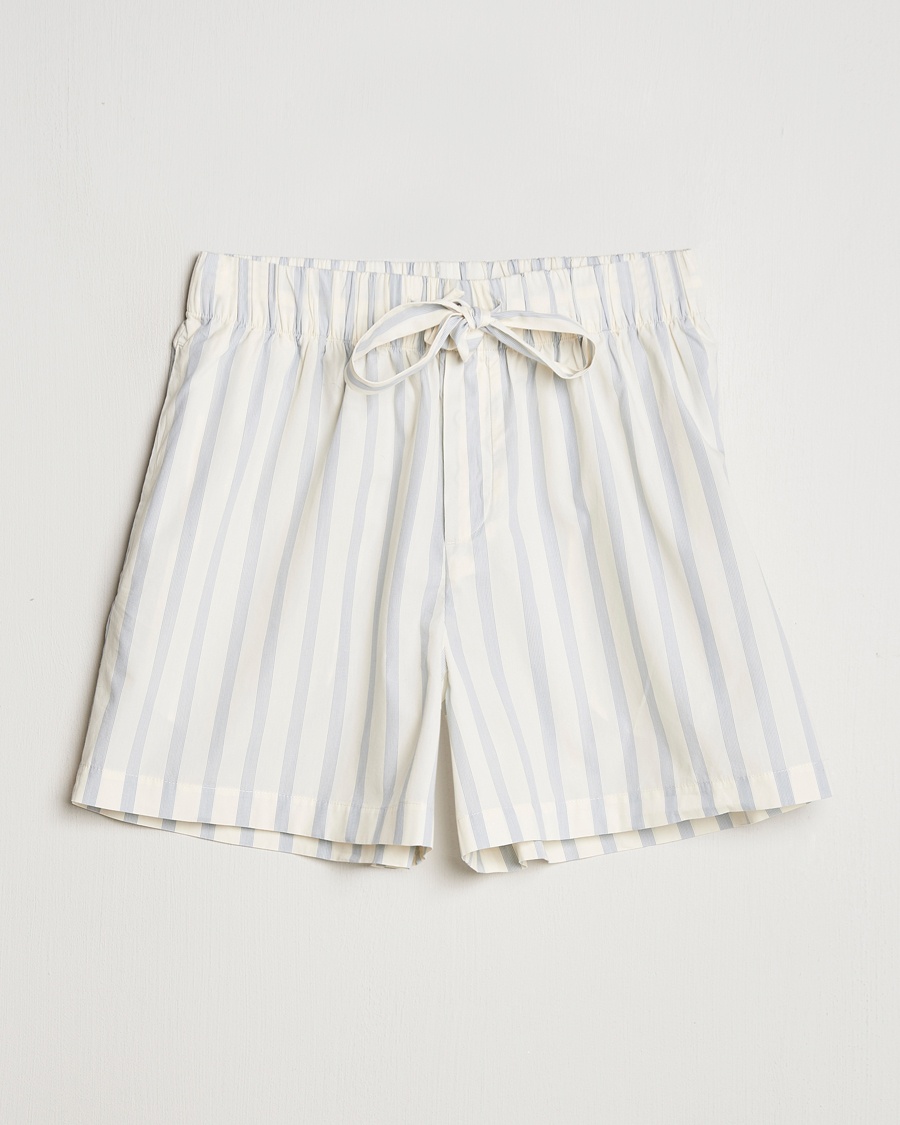 Tekla Poplin Pyjama Shorts Needle Stripes – Bianco