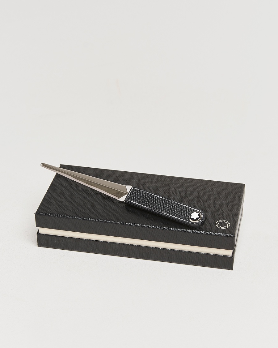 Montblanc Letter Opener in Steel and Leather Black – Nero