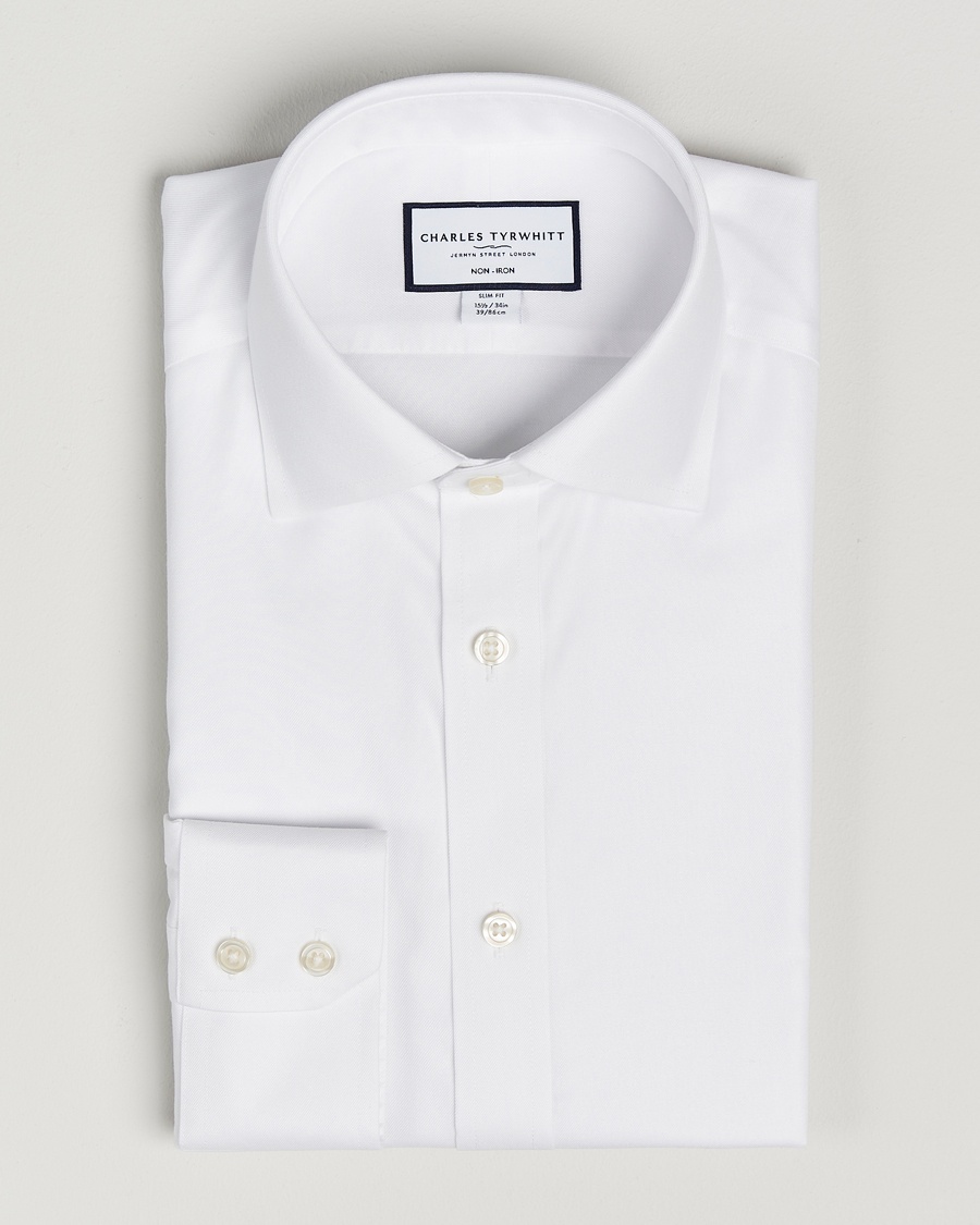 Charles Tyrwhitt Slim Fit Non Iron Cotton Twill Shirt White – Bianco