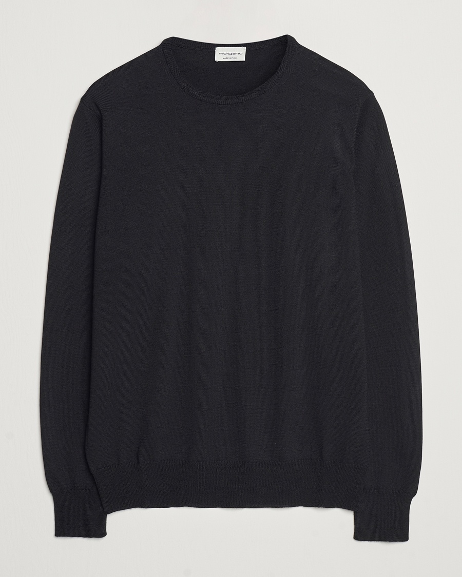 Morgano Extra Fine Merino Wool Crewneck Black – Nero