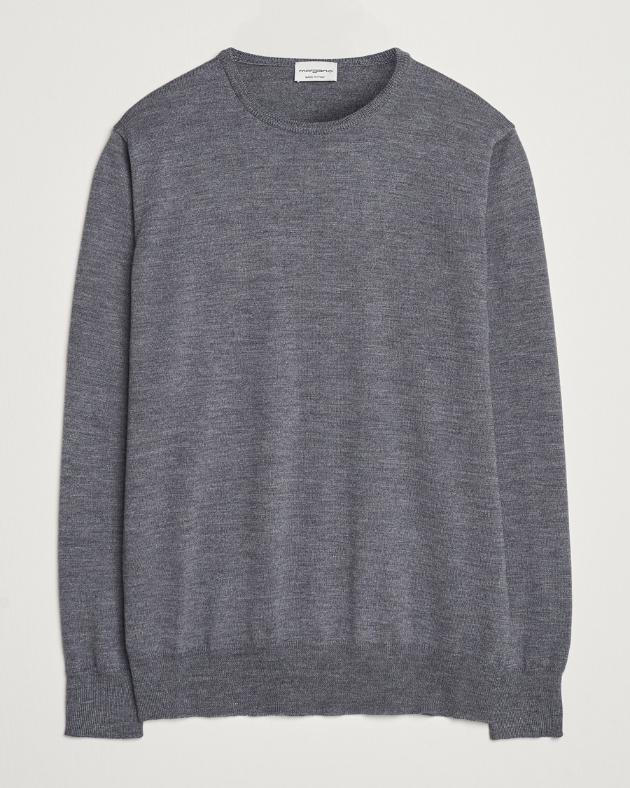 Morgano Extra Fine Merino Wool Crewneck Mid Grey – Grigio