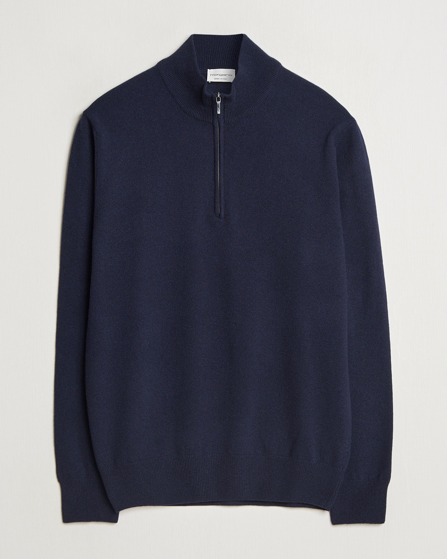 Morgano Wool/Cashmere Half-Zip Navy – Blu