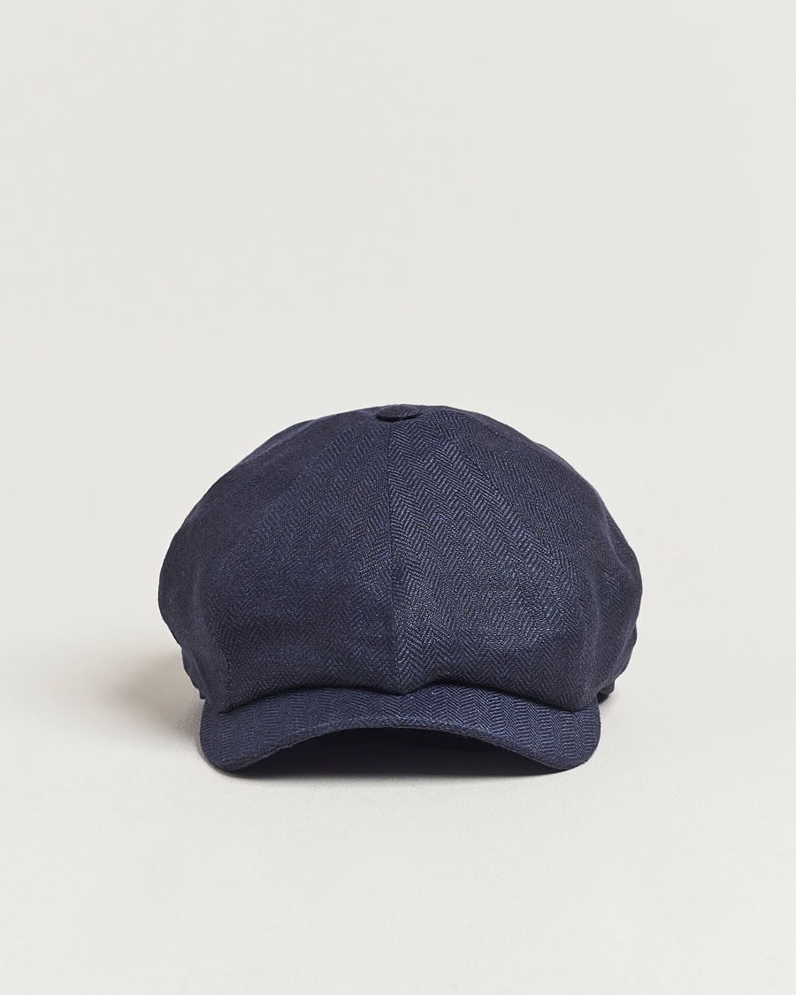 Wigéns Newsboy Classic Linen Herringbone Cap Navy – Blu