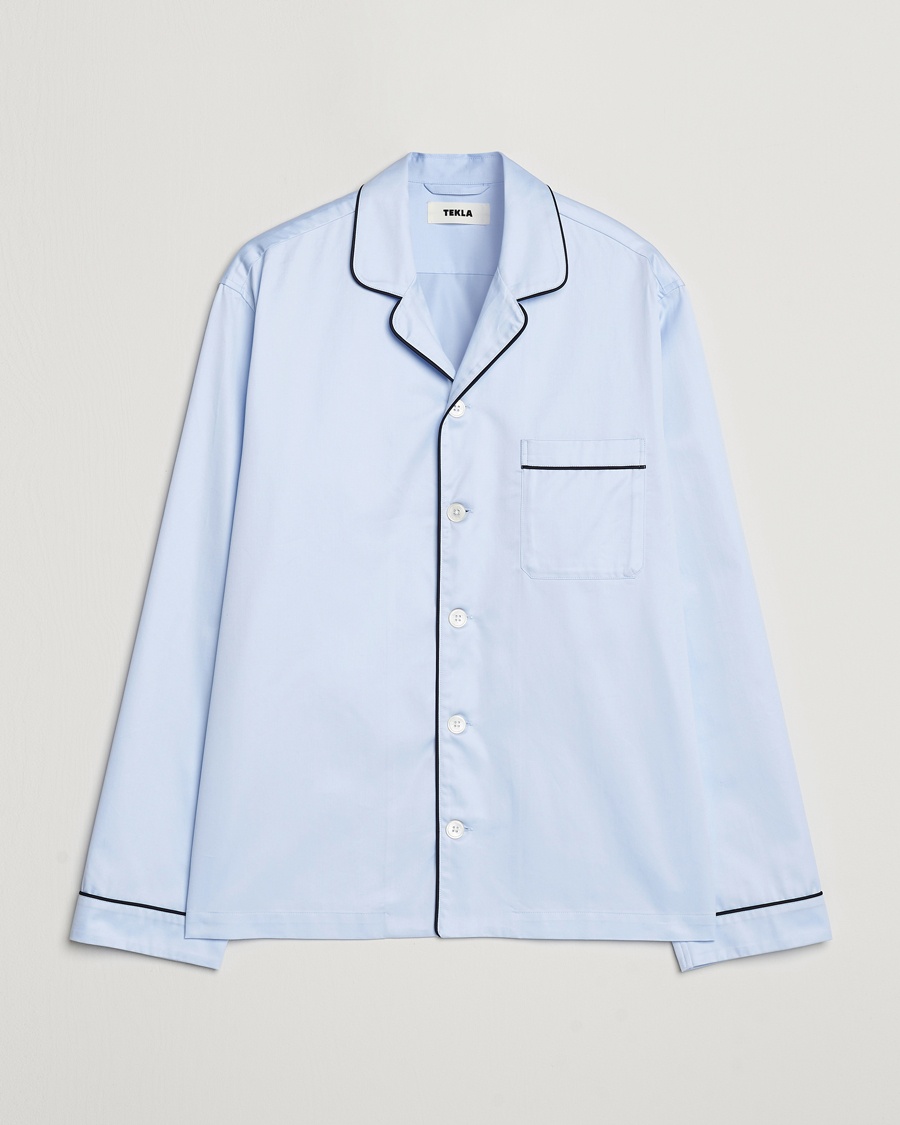 Tekla Sateen Pyjama Shirt Bellhop Blue – Blu