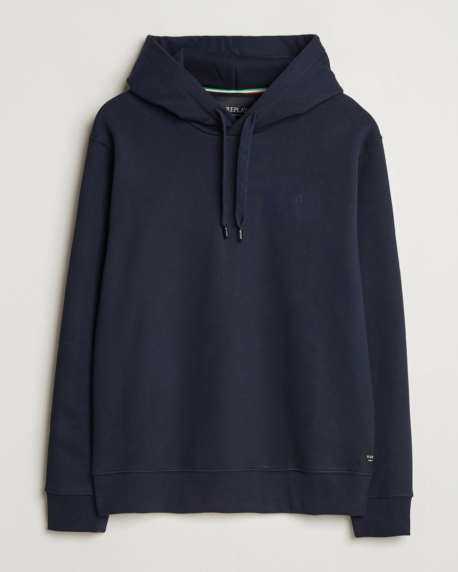 Replay Tonal Logo Hoodie Navy – Blu