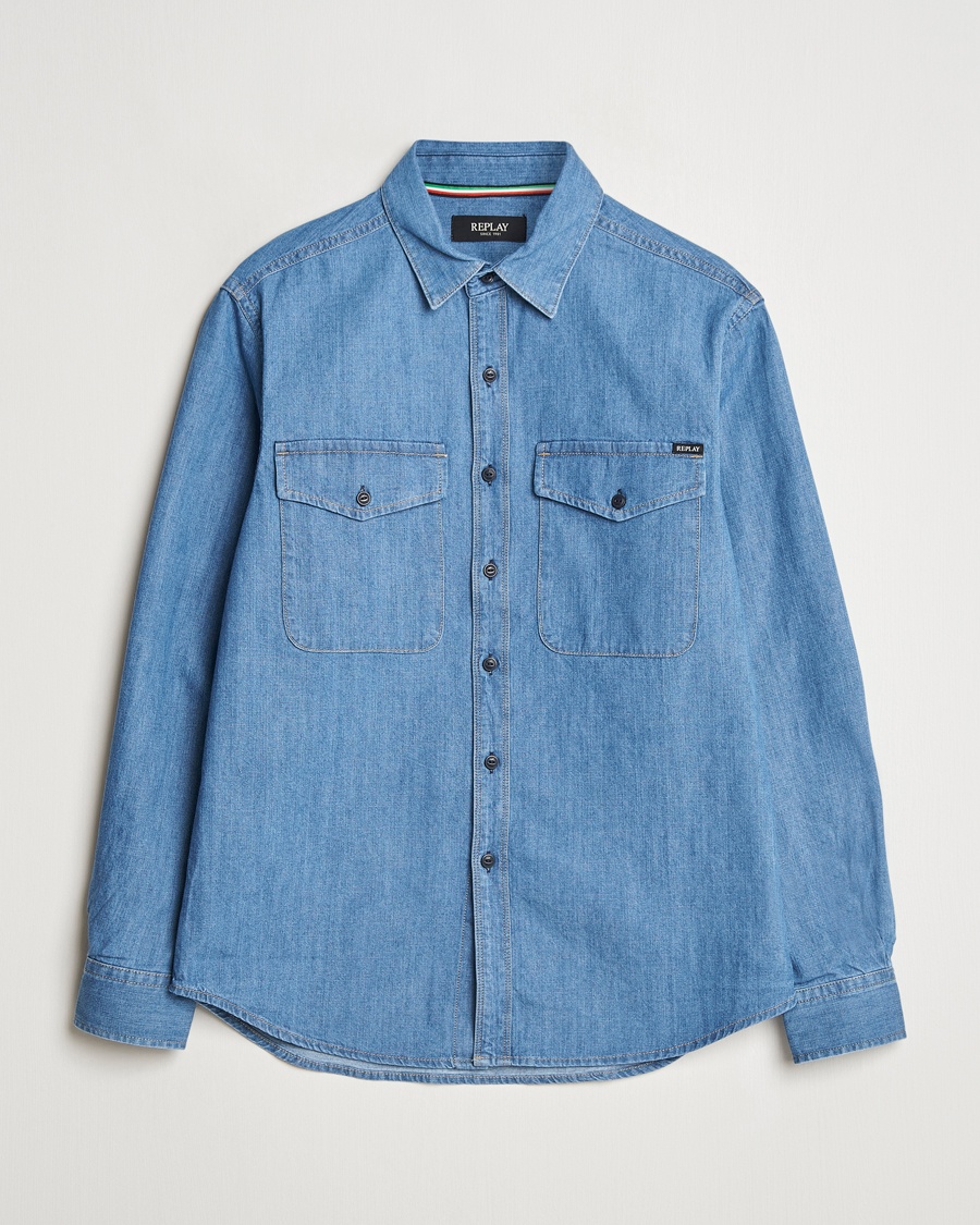 Replay Denim Shirt Medium Blue – Blu
