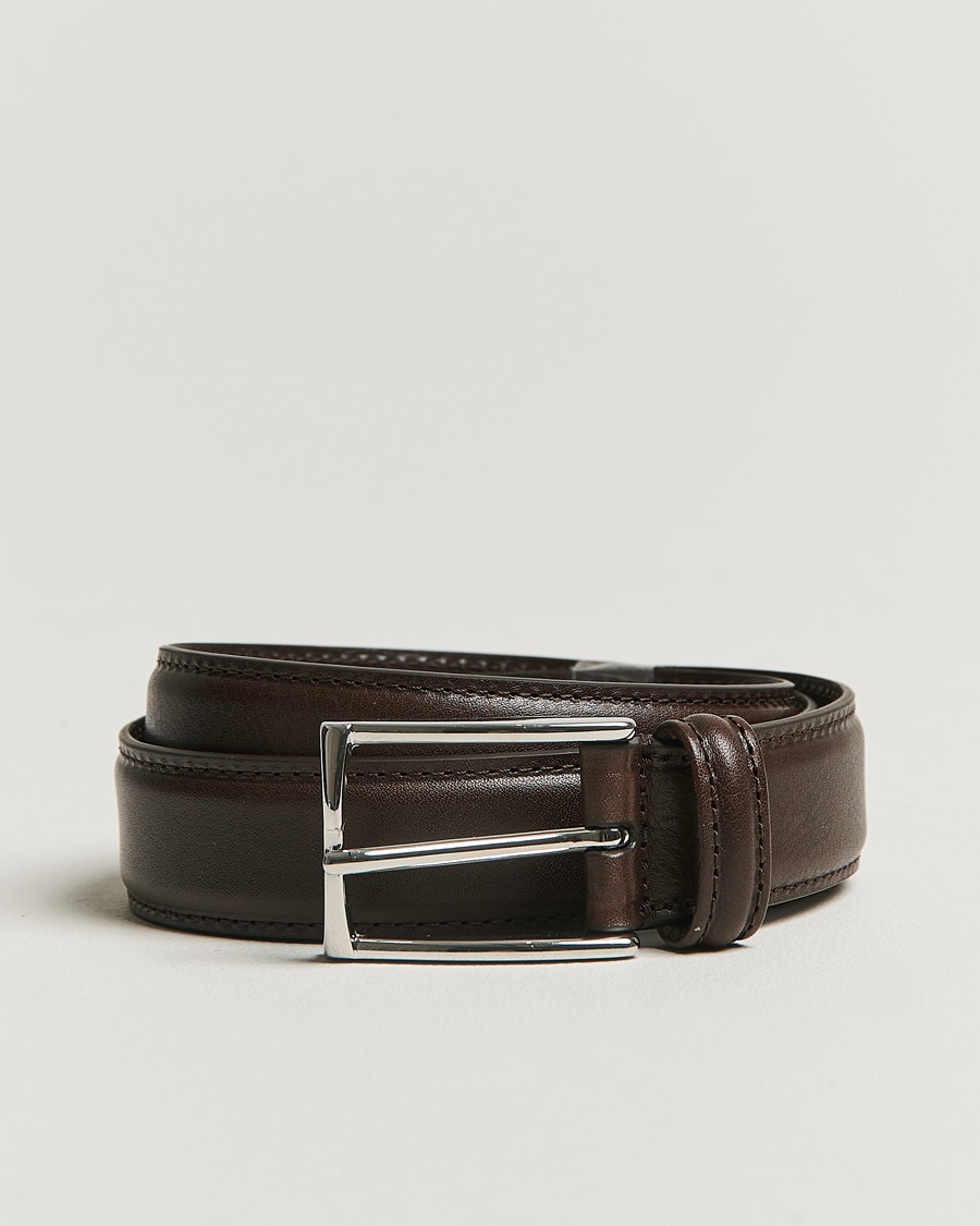 Anderson's Structure Leather Suit Belt 3 cm Dark Brown – Marrone