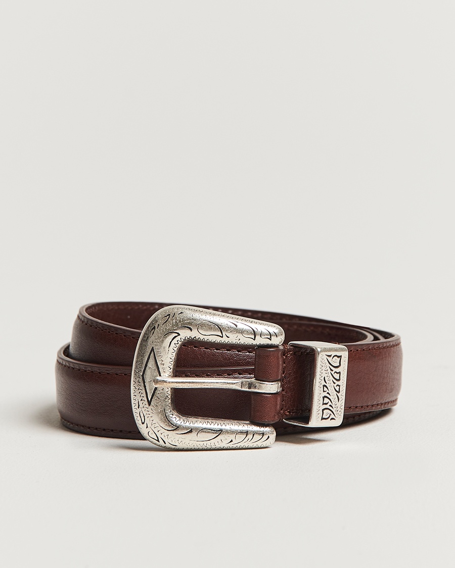 Anderson's Grained Western Leather Belt 2,5 cm Brown – Marrone