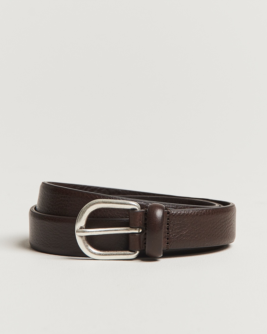 Anderson's Grained Leather Belt 2,5 cm Dark Brown – Marrone