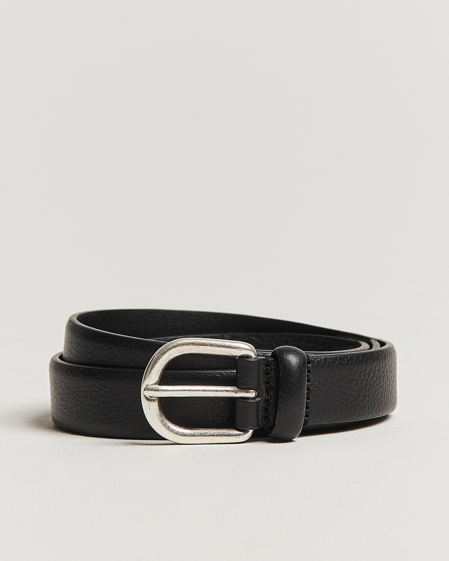 Anderson's Grained Leather Belt 2,5 cm Black – Nero