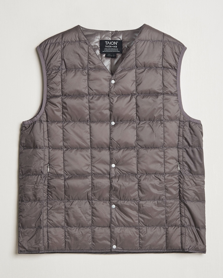 TAION V-Neck Lightweight Down Vest Gray – Grigio