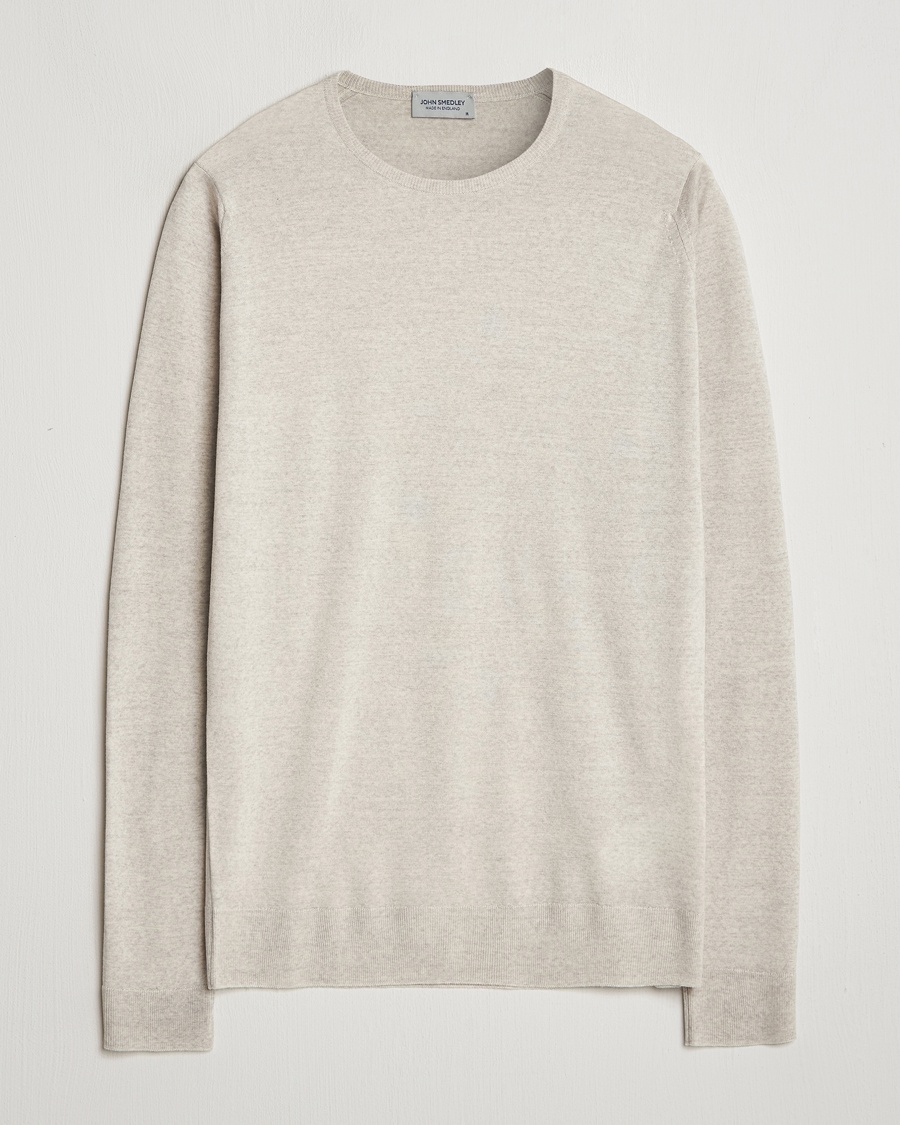 John Smedley Lundy Extra Fine Merino Crew Neck Grey Fleece – Beige