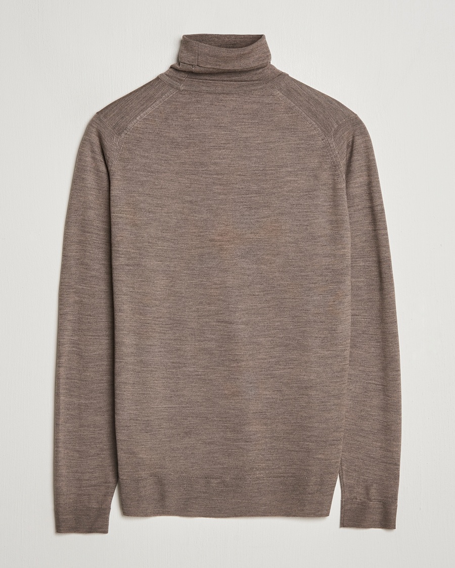 John Smedley Cherwell Extra Fine Merino Rollneck Mushroom Brown – Marrone