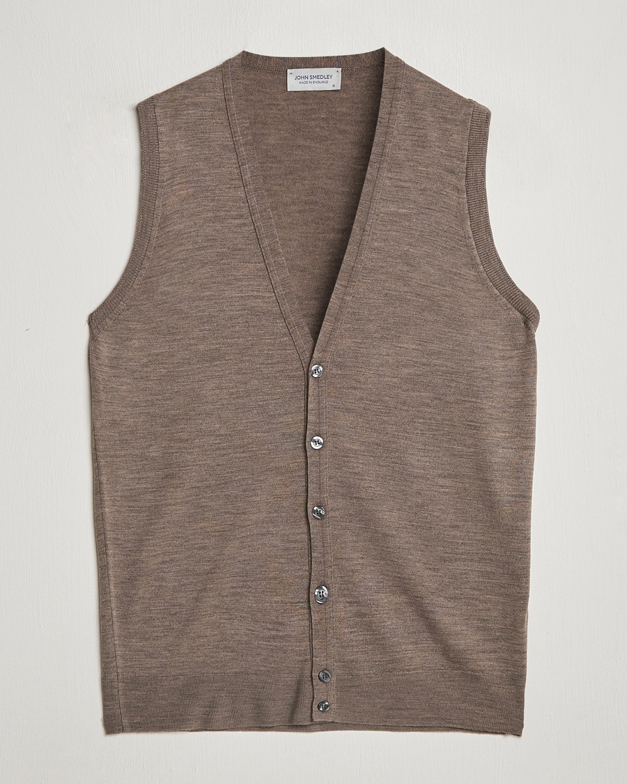 John Smedley Huntswood Slim Fit Waistcoat Mushroom Brown – Marrone
