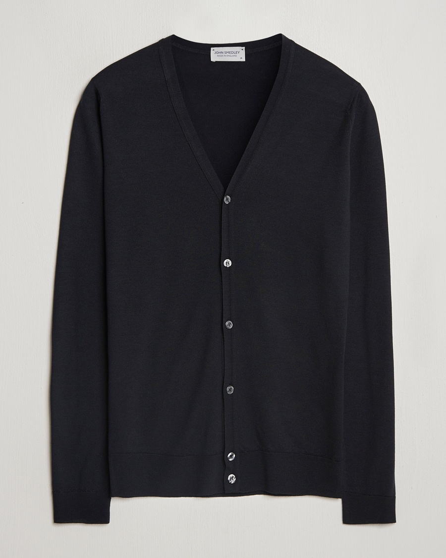 John Smedley Petworth Extra Fine Merino Cardigan Black – Nero