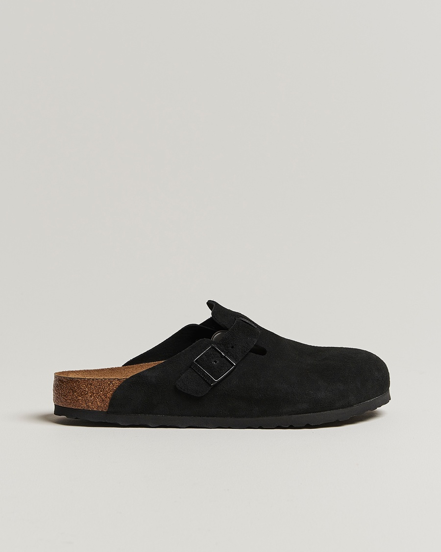 BIRKENSTOCK Boston Soft Footbed Black Suede – Nero