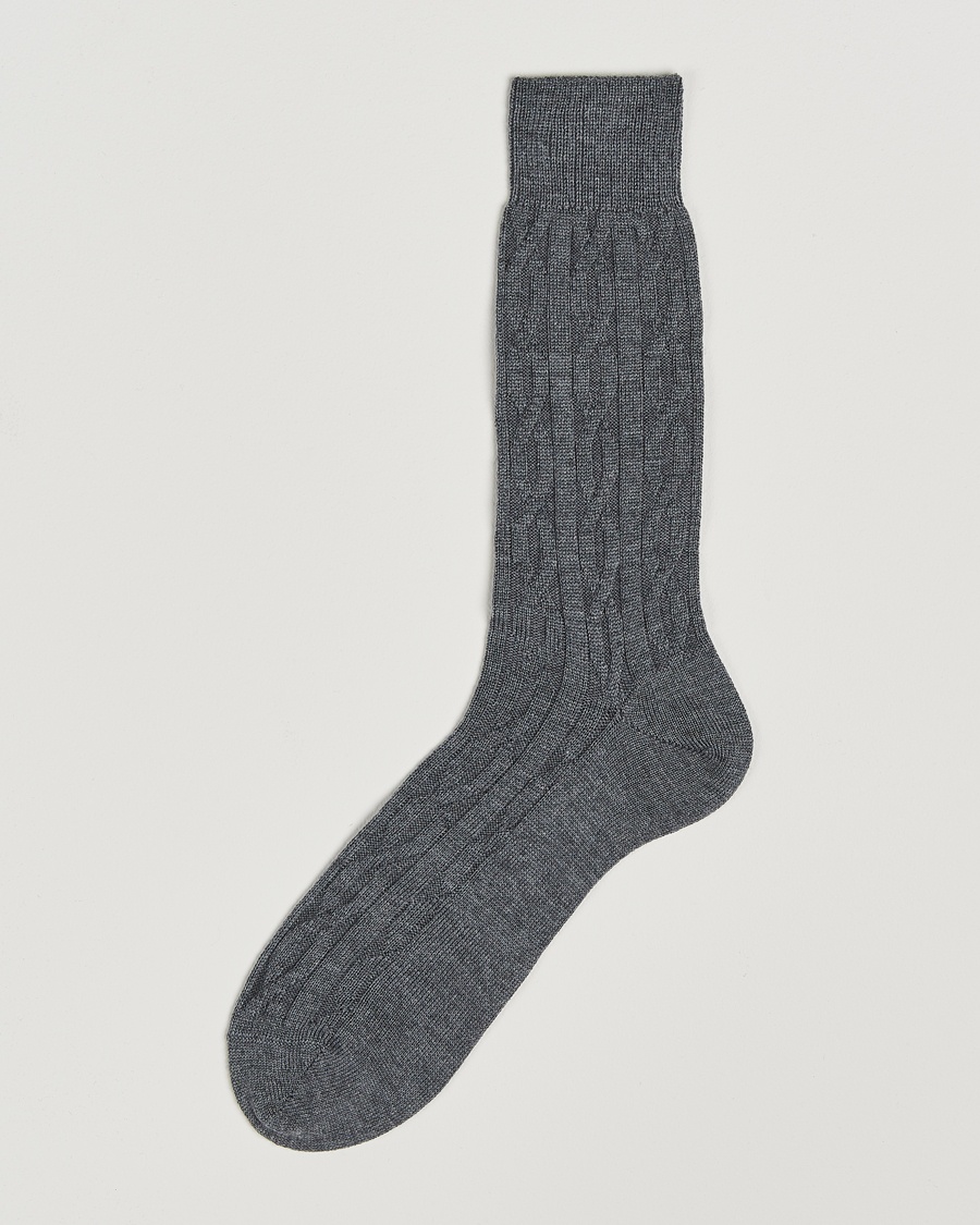 Bresciani Link Ribbed Wool Socks Light Grey – Grigio